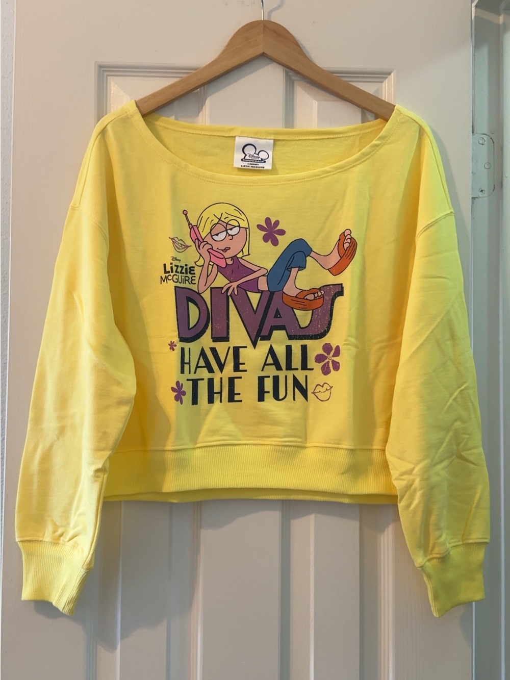 Disney Channel Throwback Lizzie McGuire Off-Shoulder Pullover - Yellow, S